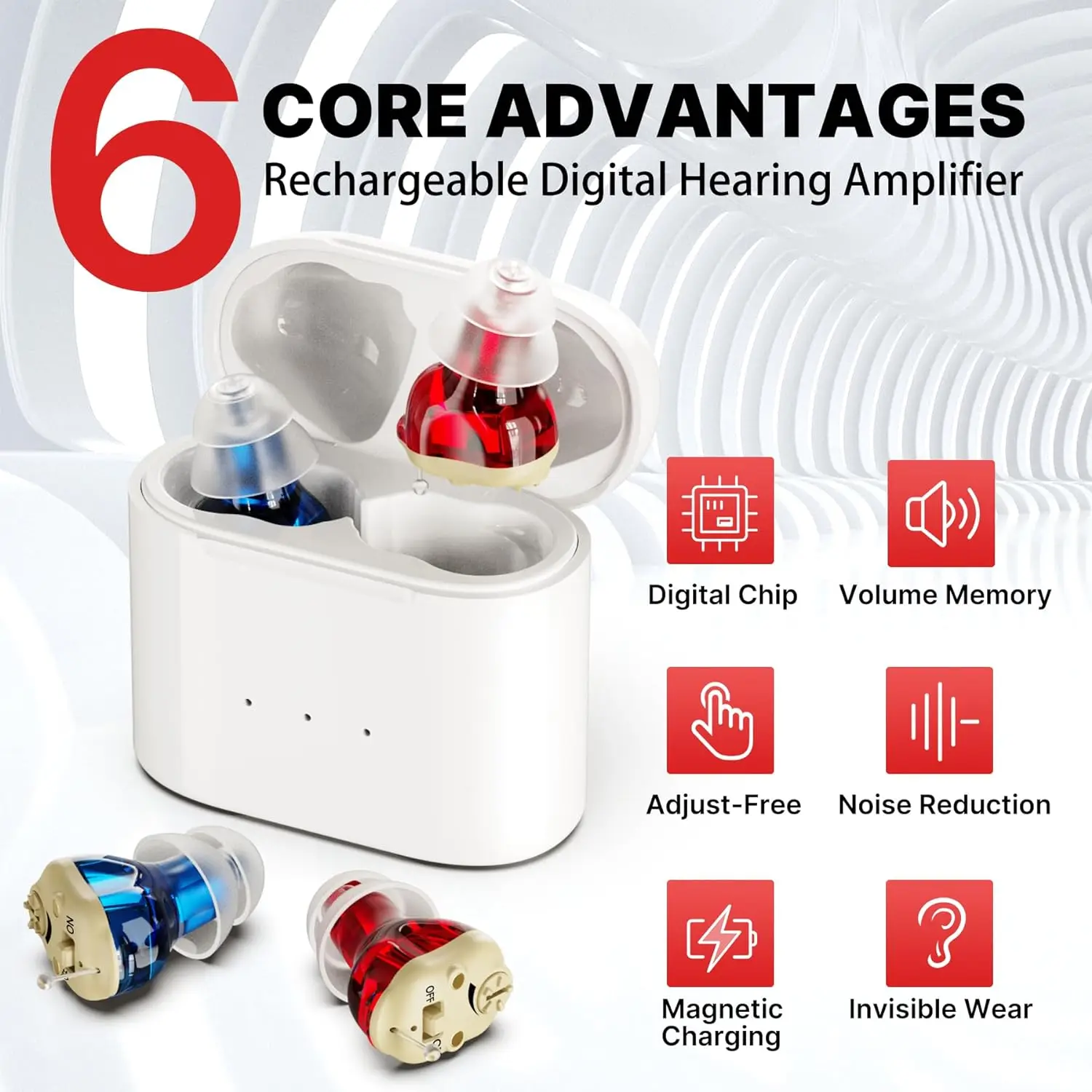 Hearing Aid Rechargeable Mini Wireless Speaker Elderly Invisible Earphone