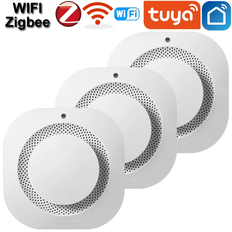 Tuya Zigbee/WIFI Smart Smoke Detector Smart Life APP Fire Alarm Sensor Home Security System Firefighters Work for life smoke alarm