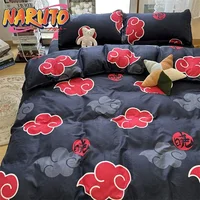 Naruto Akatsuki Anime 3 pièces ensemble de literie housse de couette housse de couette Polyester une housse de couette et une paire de taies d'oreiller (sans rembourrage) 2