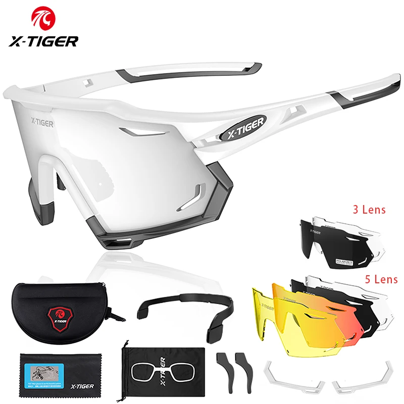 X-TIGER Radbrille Polarized Sonnenbrille Tr90 Superlight Frame mit 3 Wechselgläsern UV400-Schutz für Herren und Damen,zum Radfahren Skifahren Autofahren Fischen Laufen Wandern Sport 