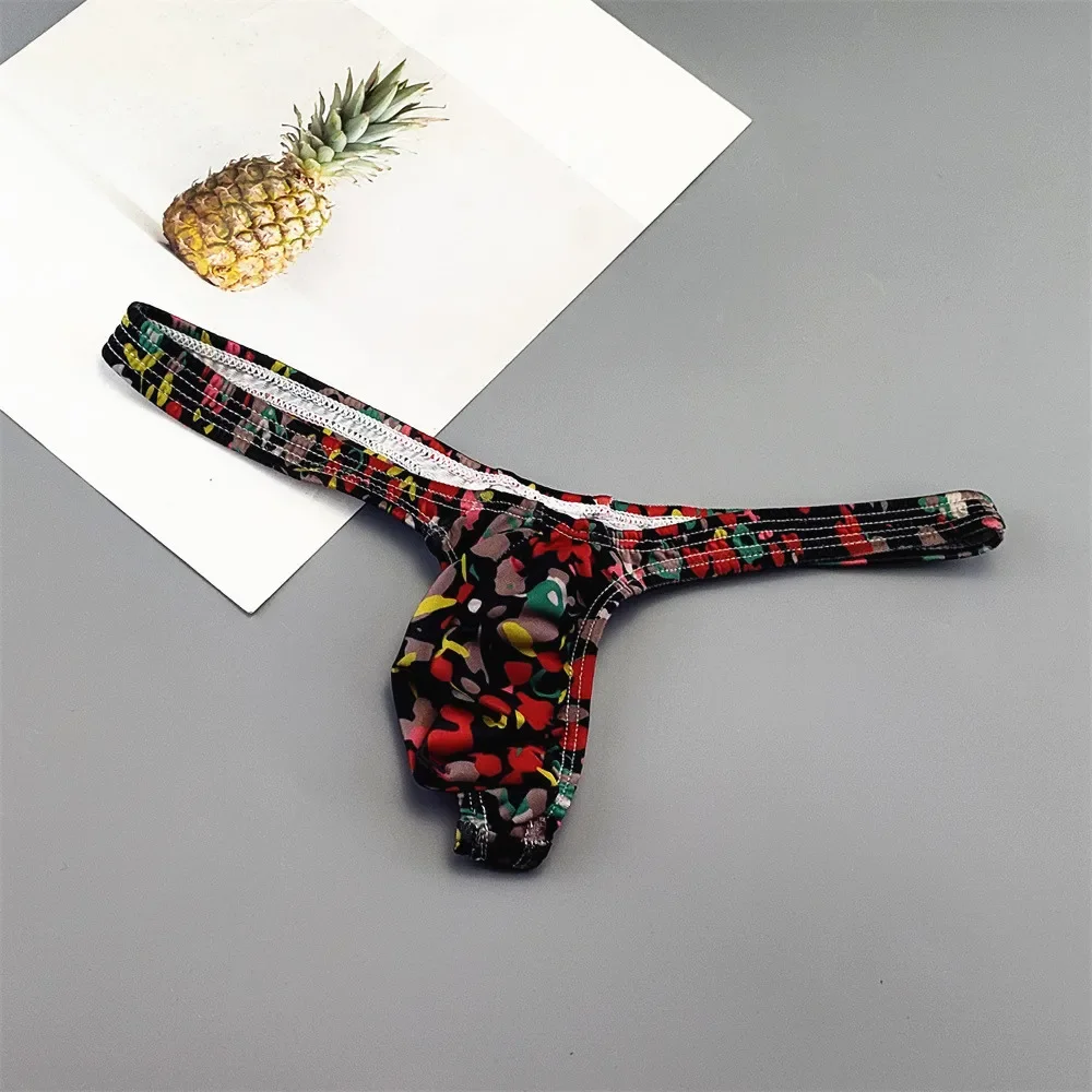Sexy Printed Lips/Flowers/Camouflage Underwear for Men Mini Panties Penis Pouch String Low Waist Bikini Hombre Lingerie