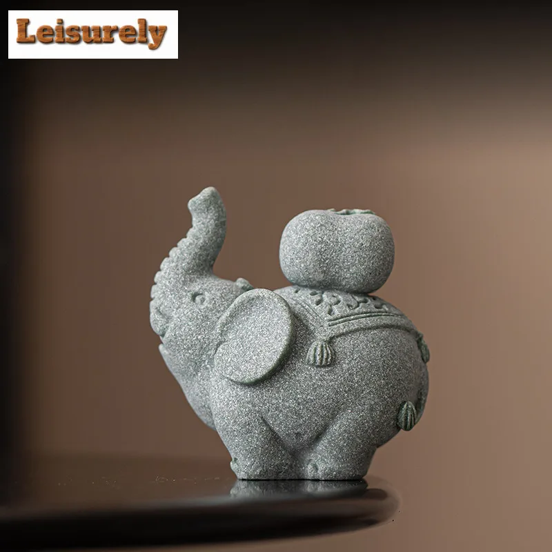 Creative Auspicious Wealth Green Sandstone Tea Pet Aesthetic Fish Tank Landscaping Tea Figurine Play Toys Tea Statue Ornaments