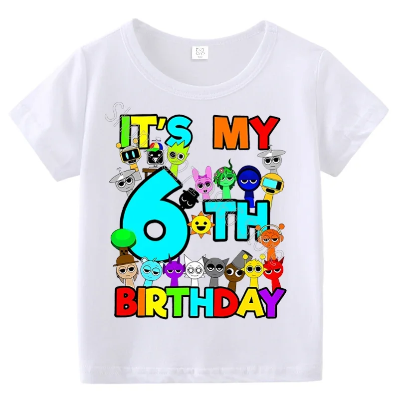 الصيف قصيرة الأكمام Sprunki Incredibox طباعة الأطفال تي شيرت الاطفال ملابس الفتيان الفتيات القطن تيز القمم هدايا حفلة عيد ميلاد