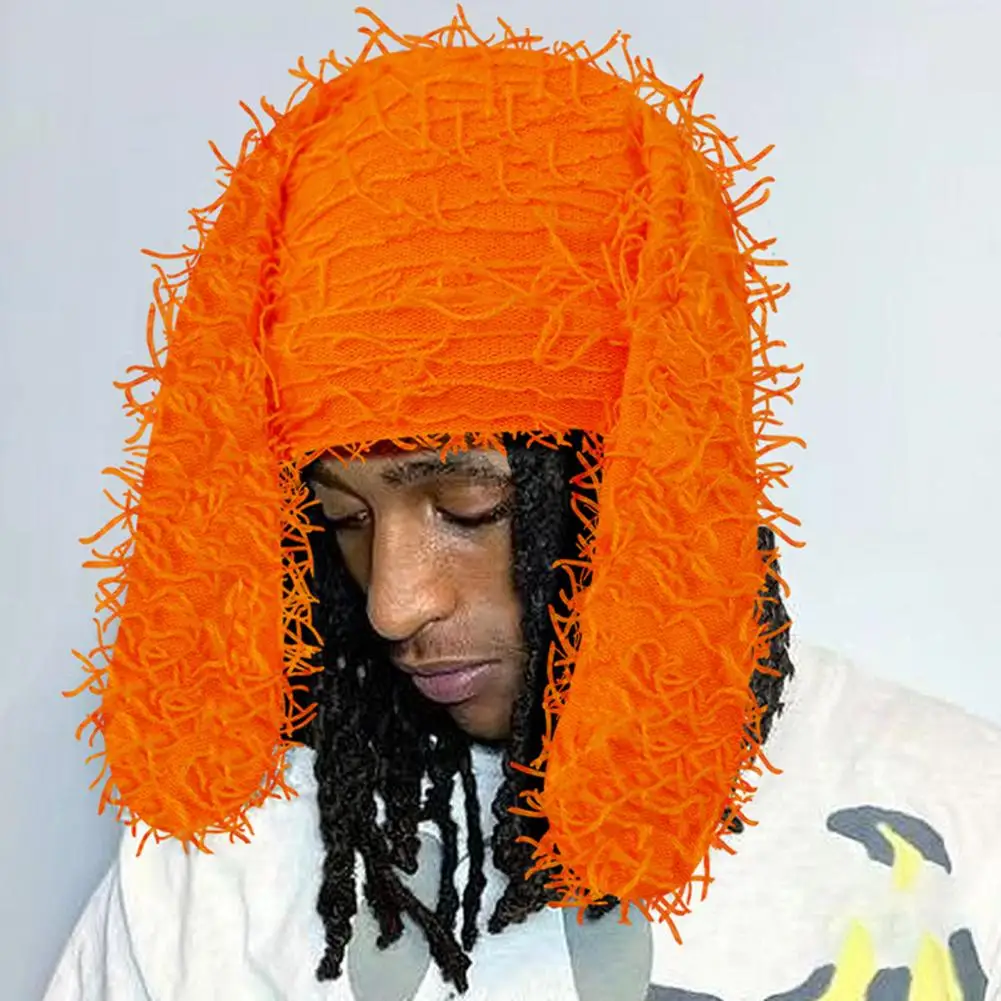 Rabbits Skull Cap Rabbit Ears Fuzzy Knit Hat Crocheted Bunny Hat Pullover Cosplay Skull for Men And Women Outdoor Skiing Hik