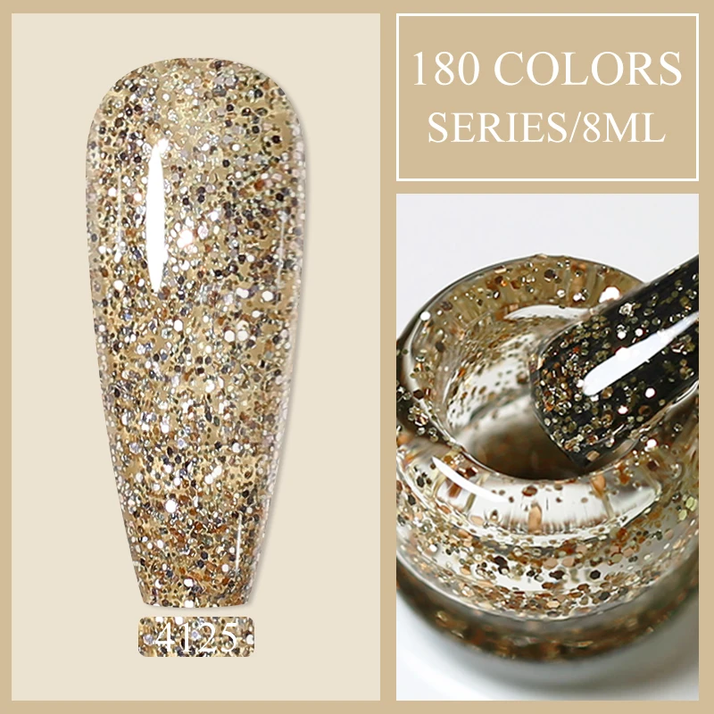 Arte Clavo Red Glitter Gel Nail Polish Yellow Holographic Spring Sparkling Sequin Gel Varnishes Soak Off UV LED Varnish Nail Art 2