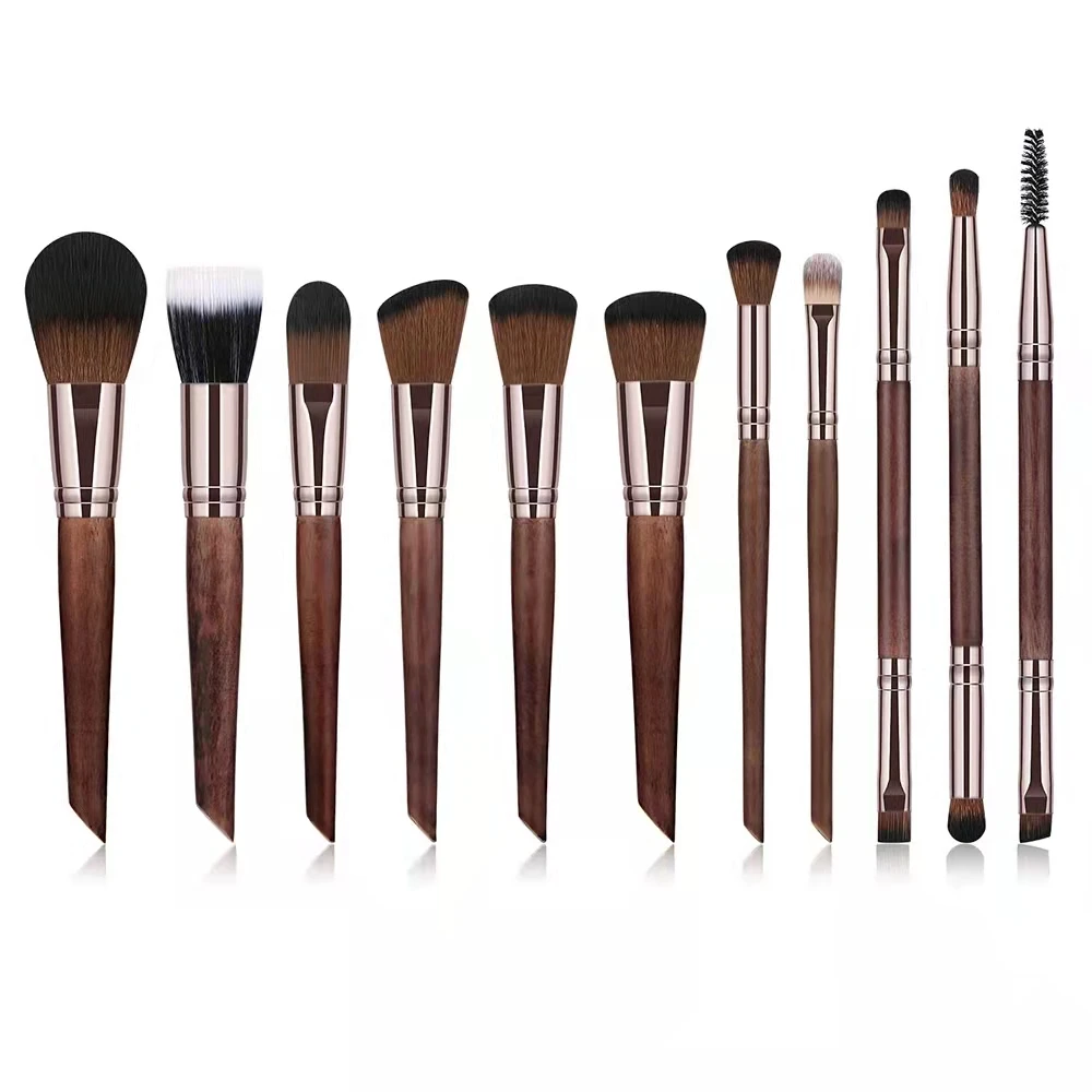 

Beveled Wooden Handle Makeup Brush Set Loose Powder Blush Beauty Tool
