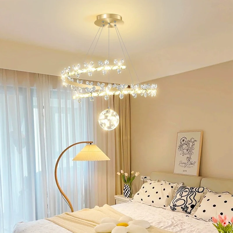 

AiPaiTe living room super bright crystal chandelier led lustre height adjustable bedroom dining room bed ceiling chandelier.