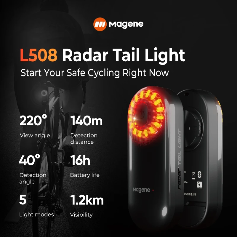 Magene Radar Tail Light L508 Bicycle Rear Brake Sensing Lamp Saddle