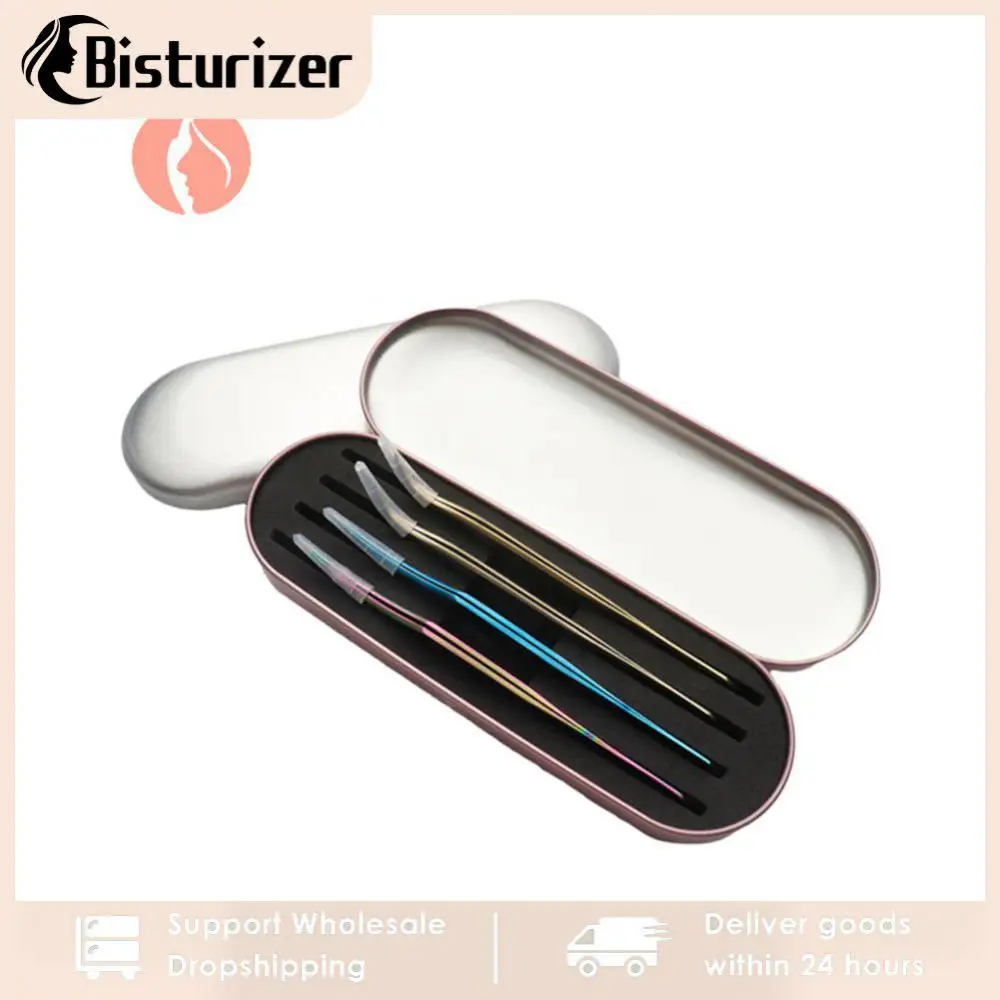 

Slots Exquisite Tinplate Storage Box Eyelashes Beauty Makeup Tweezers Protection Box Eyelash Planting Tool