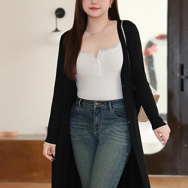 Plus Size Women's's Camis Premium Sexy Slim Modal Stretch Front Button Lace Comfort Top Autumn 2025