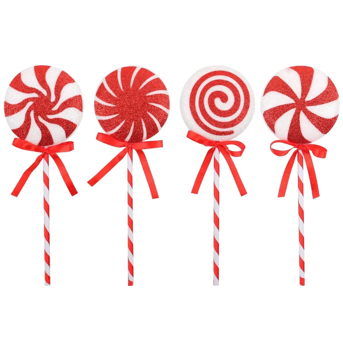 Red White Christmas Lollipop Decoration 21cm/8.26inch Creative Big Lollipop Xmas Tree Pendant Ornaments Festival Party Supplies