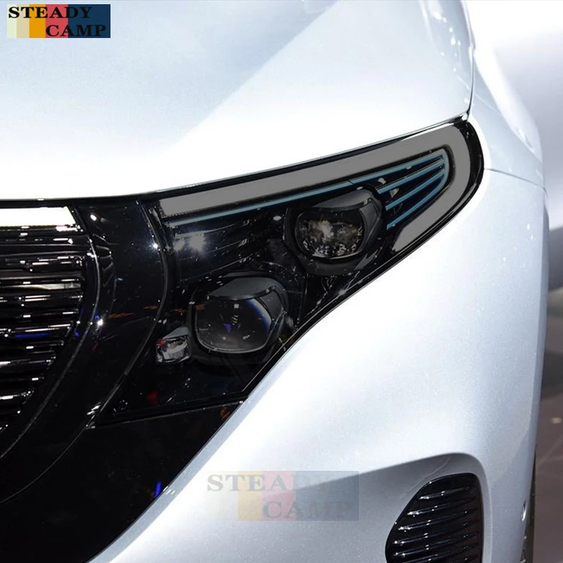 

Car Headlight Protective Film Taillight Smoked Black Tint Wrap Vinyl Transparent TPU Sticker For Mercedes Benz EQC 2020 2021