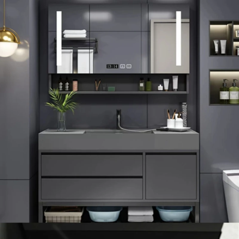 Storage Locker Bathroom Cabinet Furniture Modern Shelve Hanging Home Improvement Complete Washbasin Hovedskapet Bathroom Vanity
