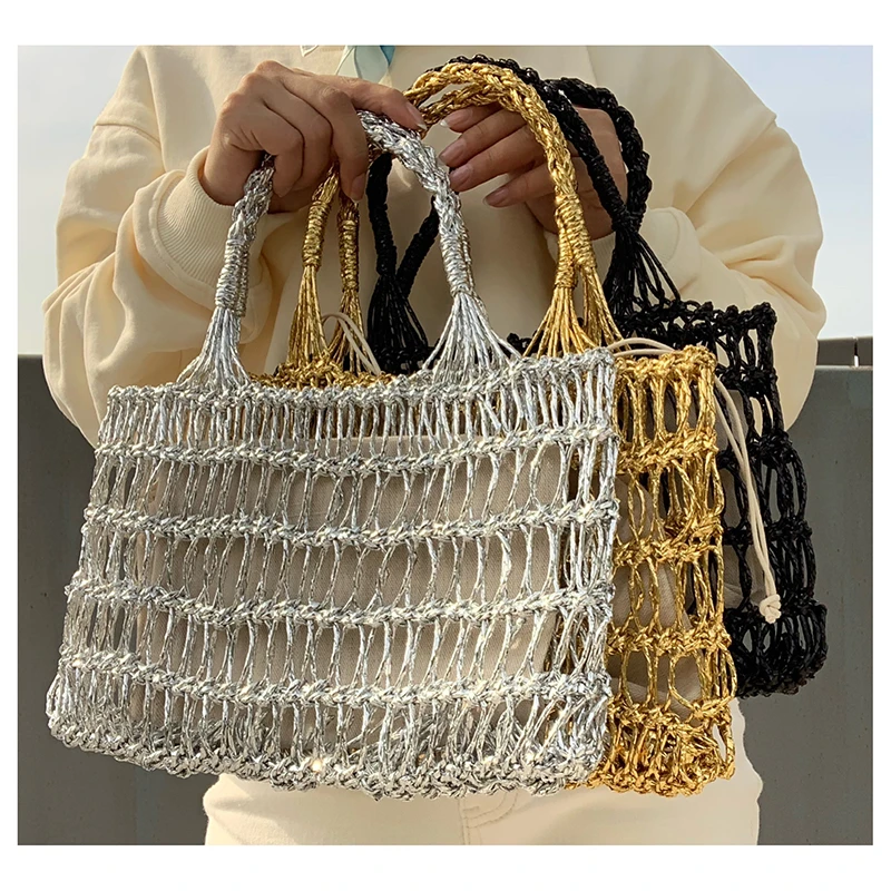 Bolsos de playa hechos a mano carteras de playa de alta gama, de ganchillo, de ratán, a la moda, | - AliExpress