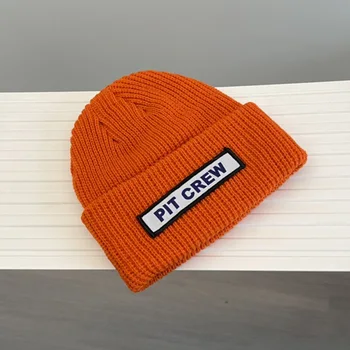 Baby Autumn Winter Knit Hat Letter Print Beanie For Newborn Rib Knitted Cap for Toddler Girls Boys Warm Hat Baby Accessories 5