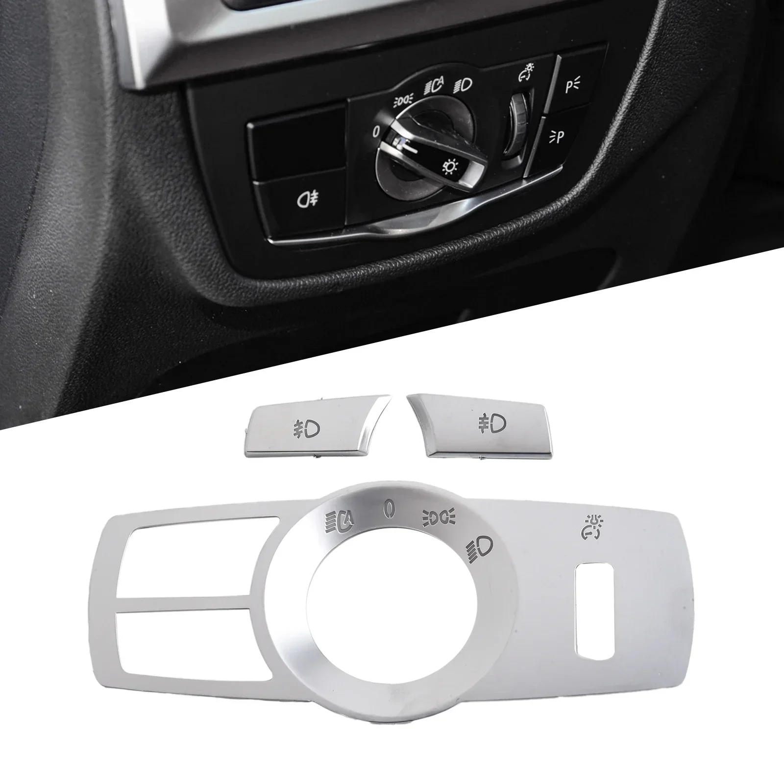 1Pcs BMW 5 7 X3 X4 F10 F07 F01 F25 F26 라이트 패널 스위치 프레임 ABS 크롬 도금 헤드 라이트 버튼 커버 트림 인테리어 부품