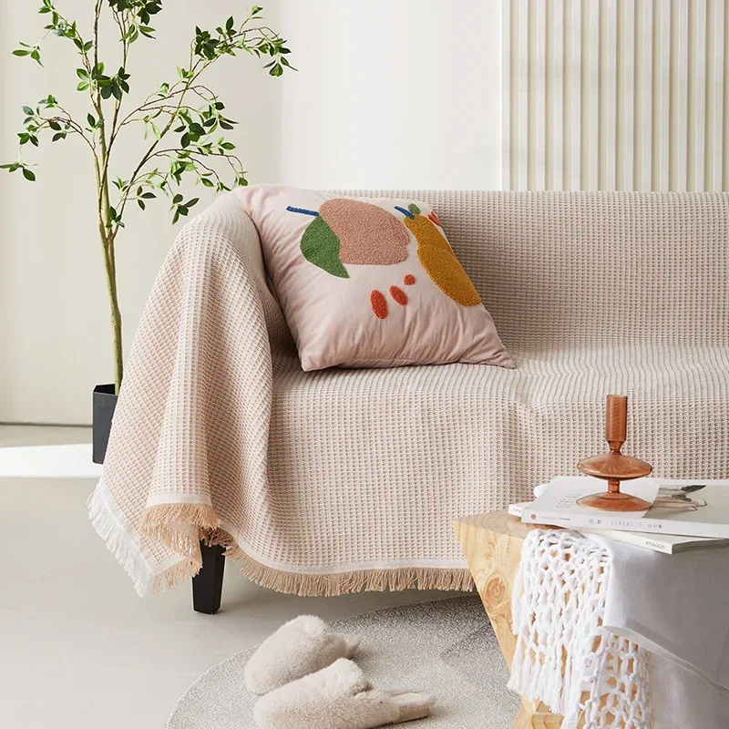 Sofa Crafted Cozy Knit Throw CASILY Handmade Chenille Knit Blanket