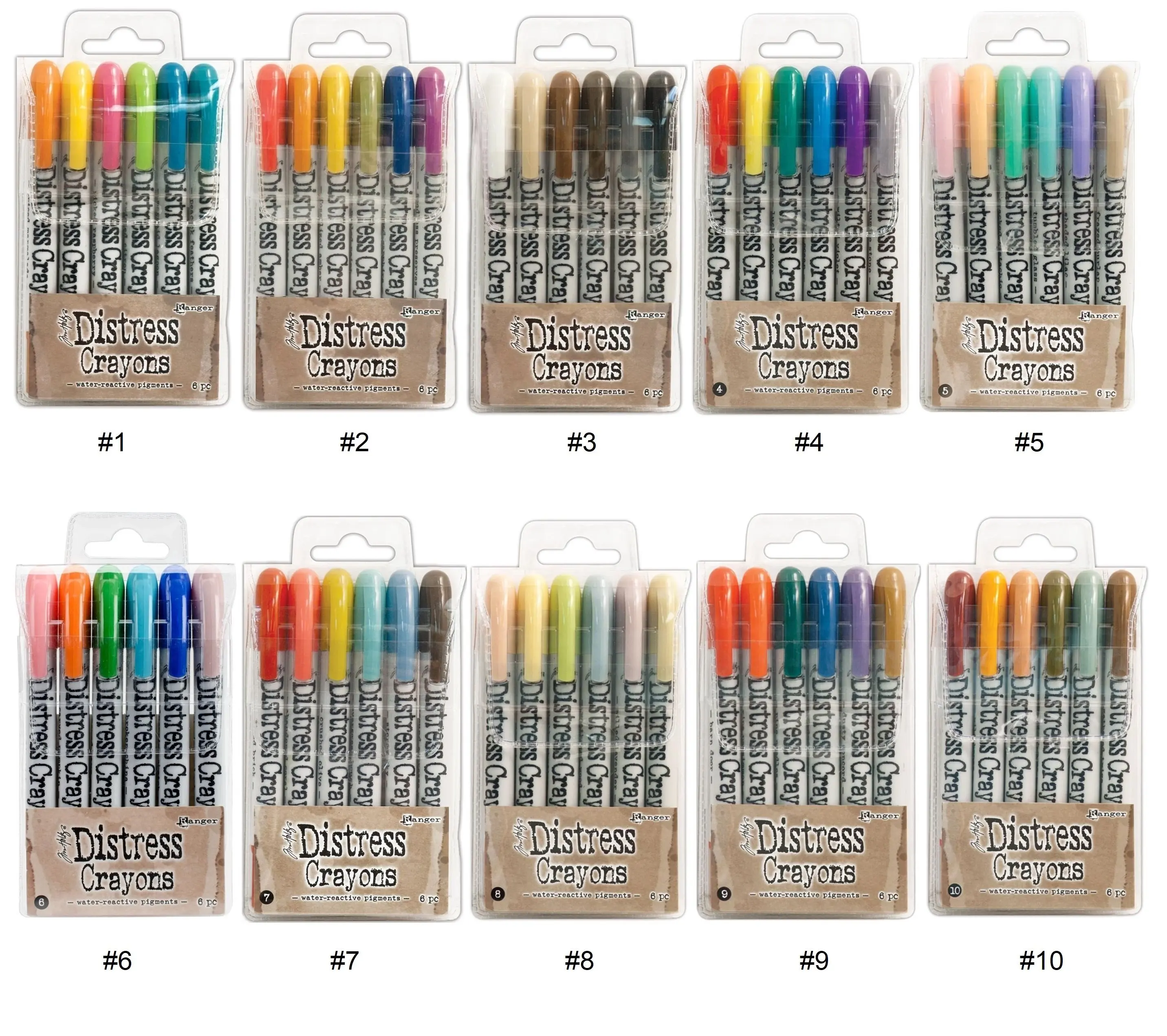 Tim Holtz Distress Crayons old color water soluble pastel set hand account color smudge 6 colors 3 color set 3