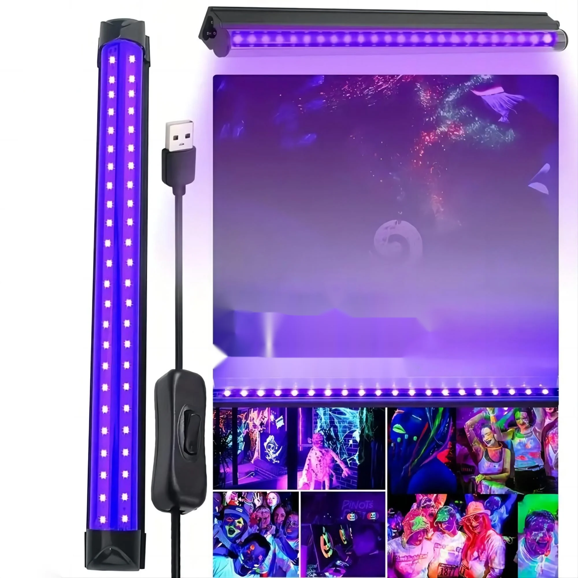 Black Light Bar 1ft UV Black Light Bar for Room Cabinet Holiday Halloween Decorations Body Paint Poster Fluorescent Tapestry Glow Party