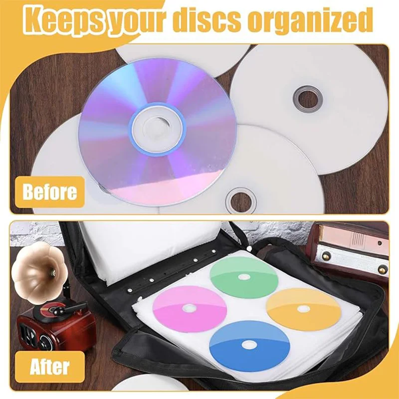 CD DVD Storage Case 400 Capacity Heavy Duty Zipper Protective Movie Media Storage Organizer Binder Wallet For Car Home Office