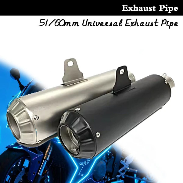 ท่อไอเสียรถจักรยานยนต์แบบสากลขนาด 51 มม./60 มม. ทำจากคาร์บอนไฟเบอร์ พร้อมปลายท่อแบบ GP-project  มีรอยเลเซอร์สำหรับเครื่องยนต์ขนาดใหญ่ 1