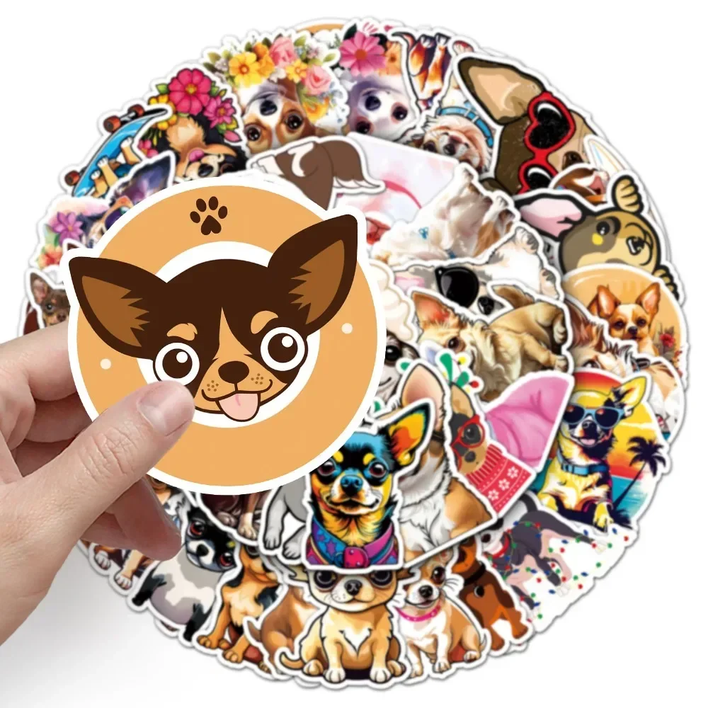 Dog Stickers 10/50Pcs Funny Animal Pet Dog Chihuahua Stickers for DIY Laptop Phone Travel Luggage Water Bottle Scrapbook Decal Kids Toy