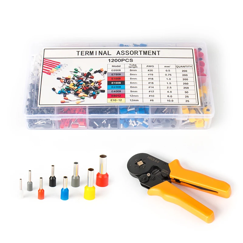 

1200pcs/Box Crimping Tool Ferrules kit set Wire Copper Crimp Connector Insulated Cord Pin End Terminal