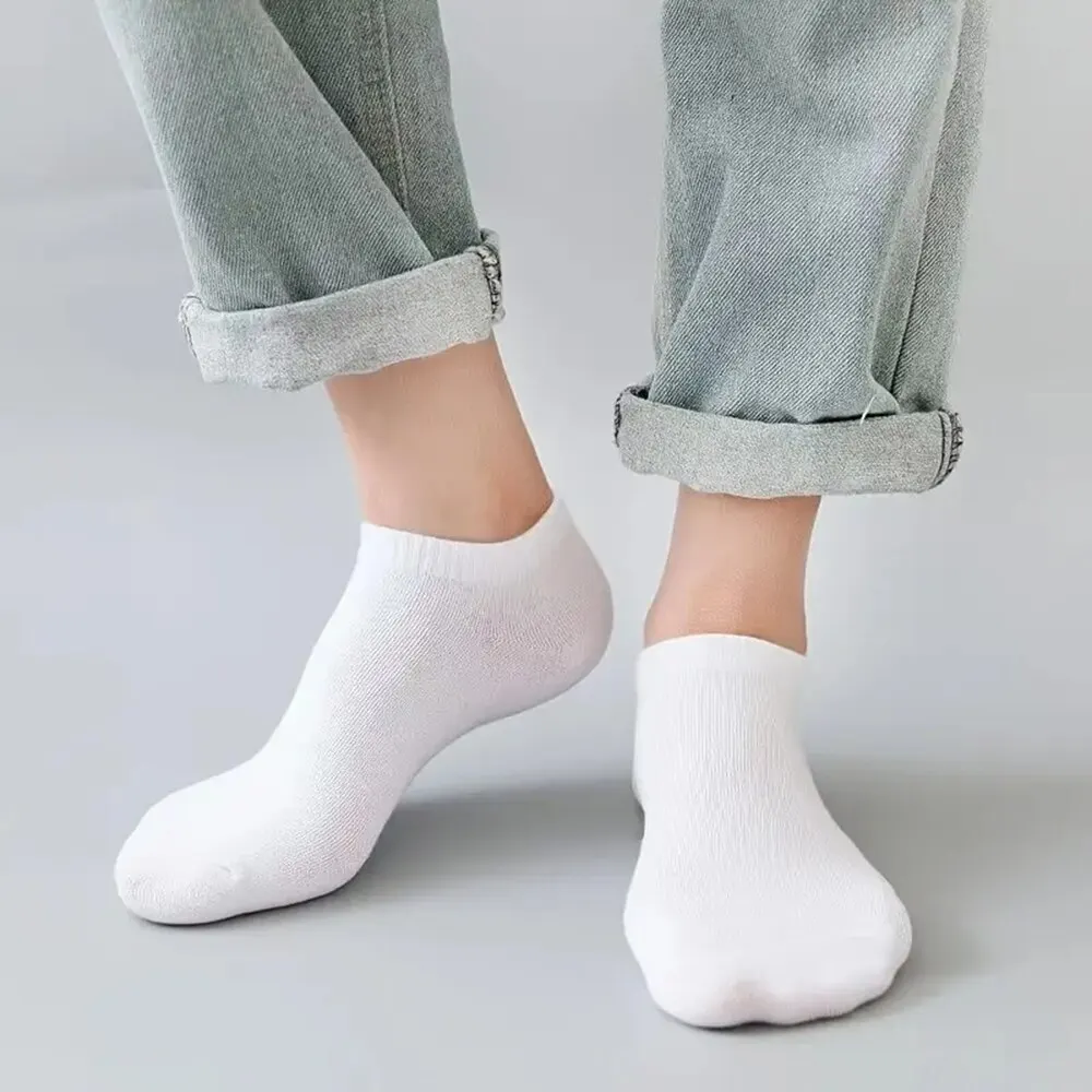 10 Pairs Men's Boat Socks Breathable Sweat Absorbing Solid Color Sports Business Low Socks