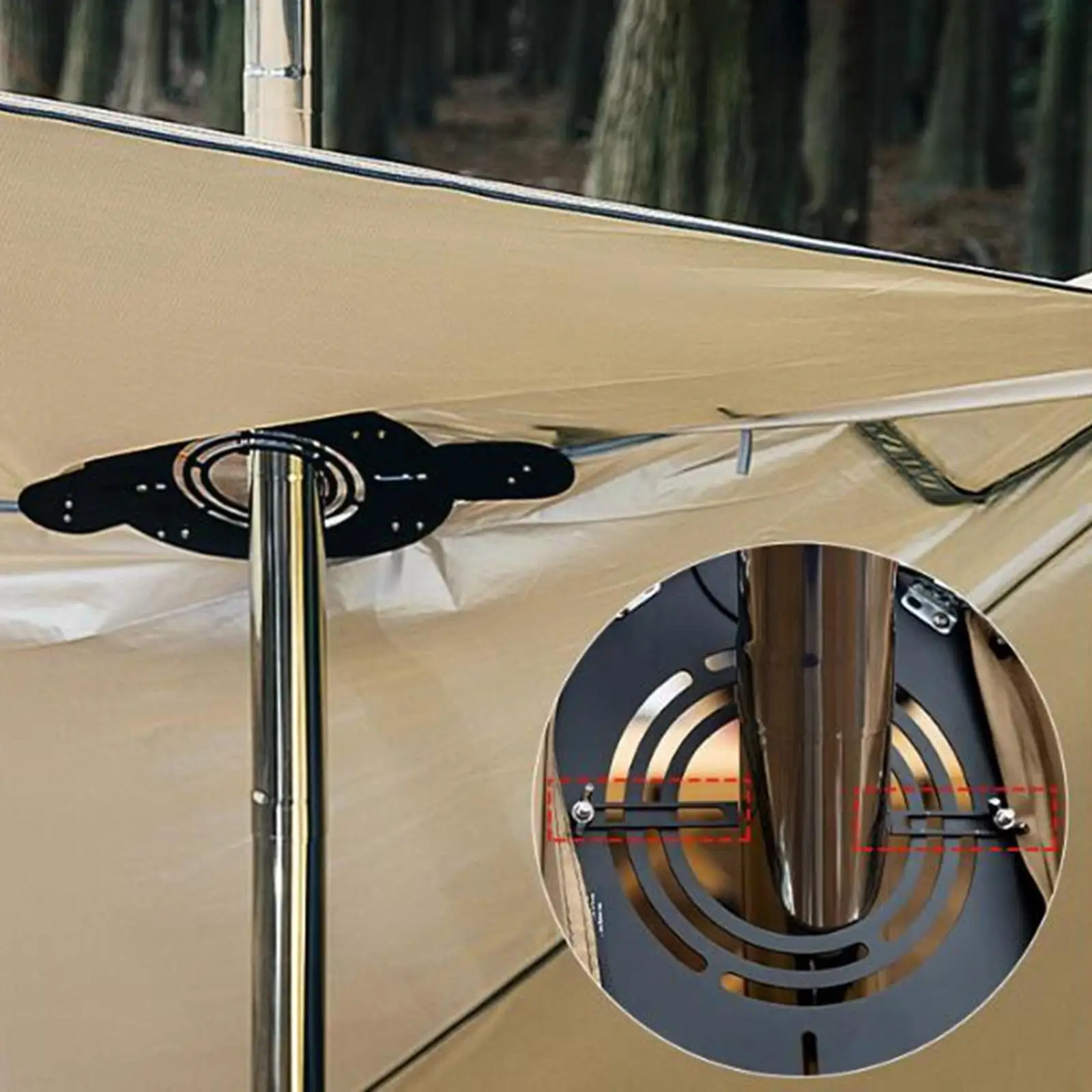 Hot Tent Stove Jack Camping Stove Jack Stainless Steel Clip Tent Protector for Firewood Highly Flame Retardant for camping stove,camping stove accessories,stove pipe protector