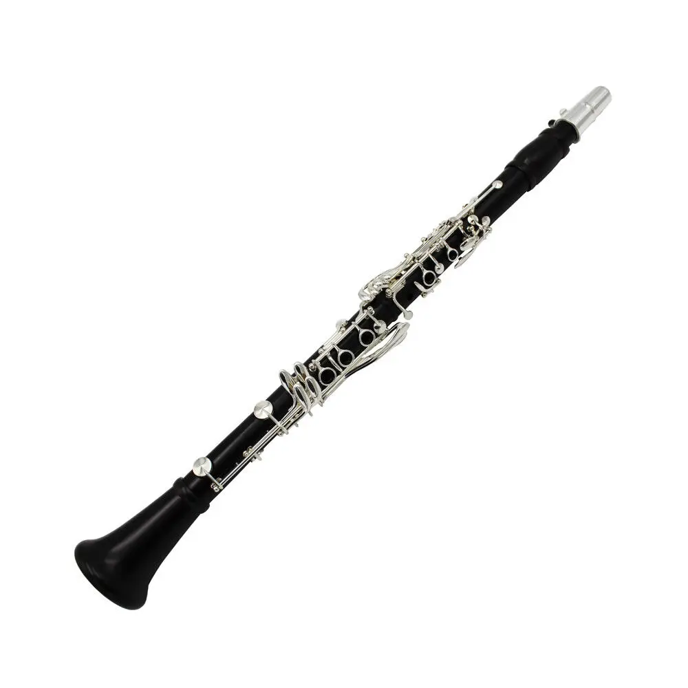 

Eastern music 17 key Bb pro ebony wood clarinet silver plated keys with case