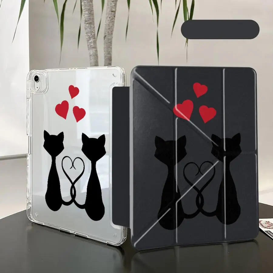 Cat Love Silhouette Y-Fold Tablet Holder and Cover Case