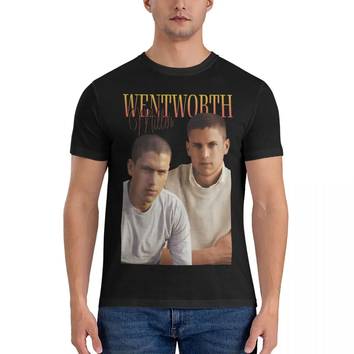 

Funny Wentworth Miller T-Shirts Men Round Neck Pure Cotton T Shirt Prison Break Short Sleeve Tee Shirt Gift Idea Clothes