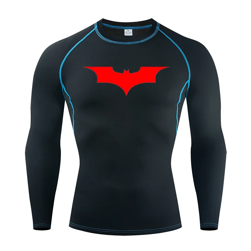 Nuova Maglietta Da Uomo Outdoor Training Fitness Gym Jogging Running Felpa Bat/-Man Compression Shirts Stretto Elastico Traspirante