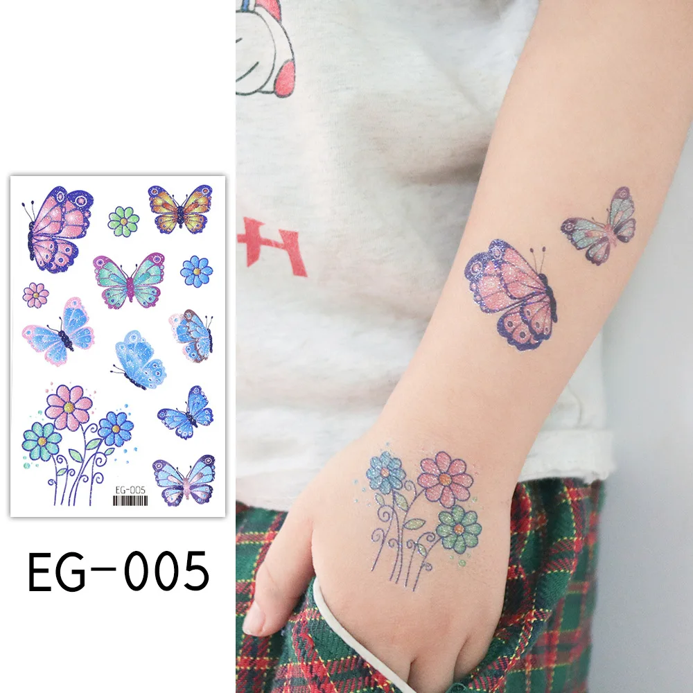 

Детские флуоресцентные наклейки для татуировок, красивые цветы, бабочки, татуировки, татуировки для рук и ног, подарок для девушки
