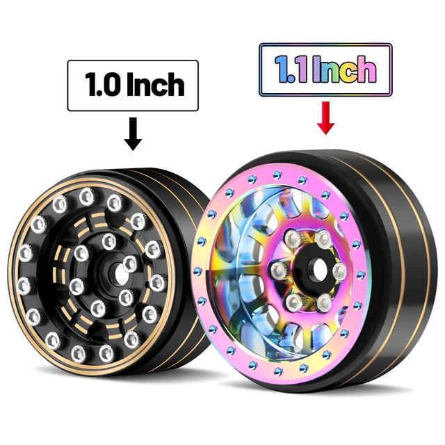 thumbnail image 2 of 4pcs RC Car Tires & Wheels For SCX24 1/24 Scale - Aluminum Rims With Rubber Tires 2 of 11