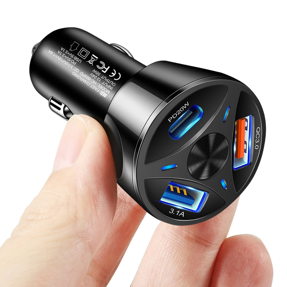 La couleur noire Chargeur rapide de voiture pour iPhone et Xiaomi ...