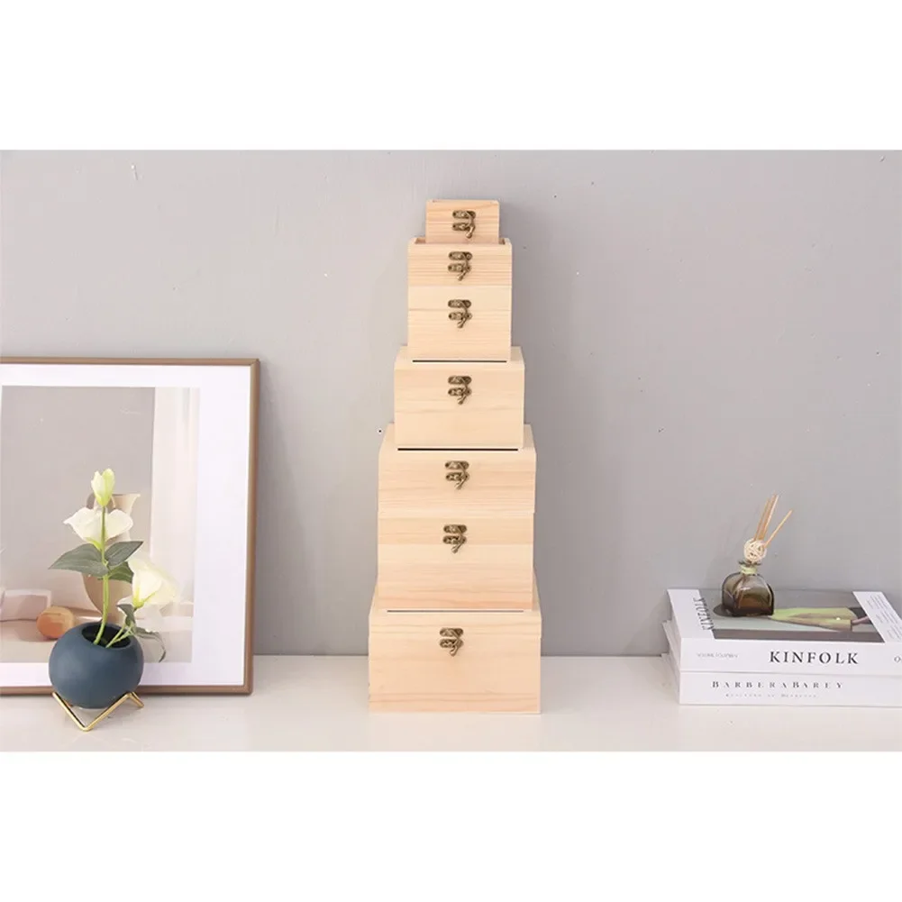 나무 보관 상자 홈 주최자 수제 선물 공예 상자 보석 케이스 나무 보관 케이스 DIY 공예 용품 상자