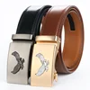2pcs Genuine Leather Ratchet Belt for Men - Adjustable Automatic Buckle, Versatile Casual Business Style,  Durable Alloy Buckle