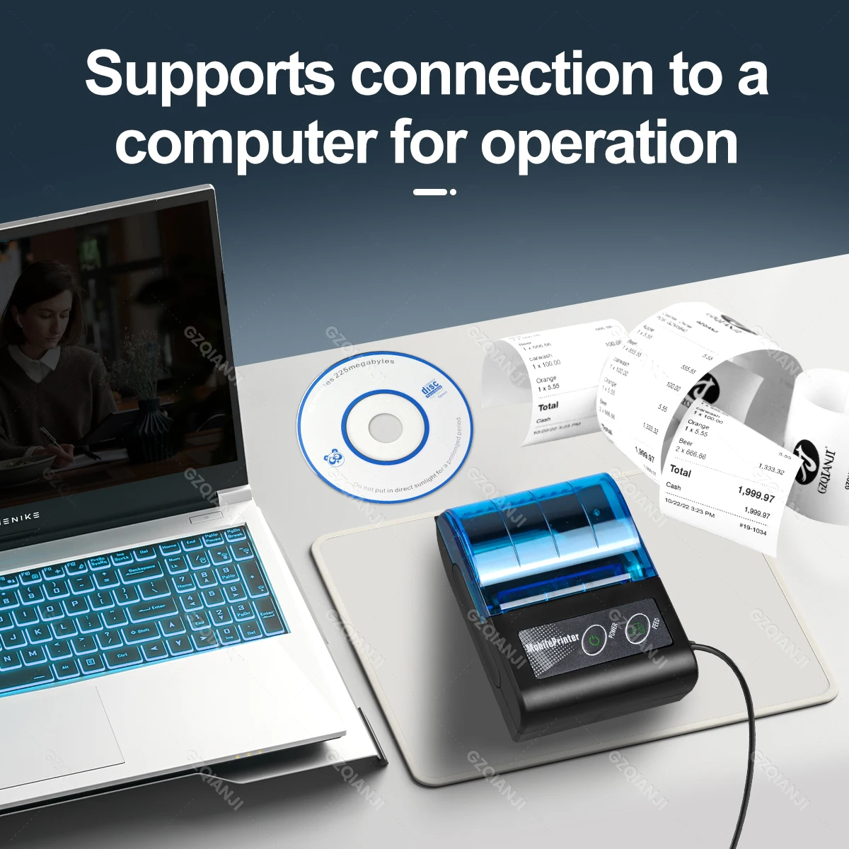 Stampante Termica Bluetooth Per Ricevute - Portatile, Veloce, Per Smartphone IOS/Android, Ideale Per Bar E Ristoranti