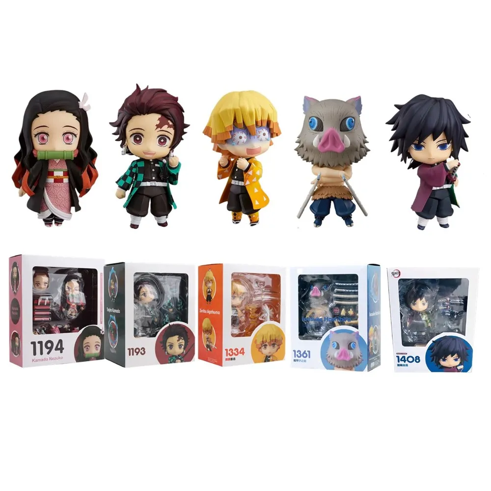 Anime Figures Demon Slayer Inosuke #1361 Tanjirou #1193 Nezuko #1194 Zenitsu #1334 PVC Toys Action Figura Giyuu Kimetsu no Yaiba