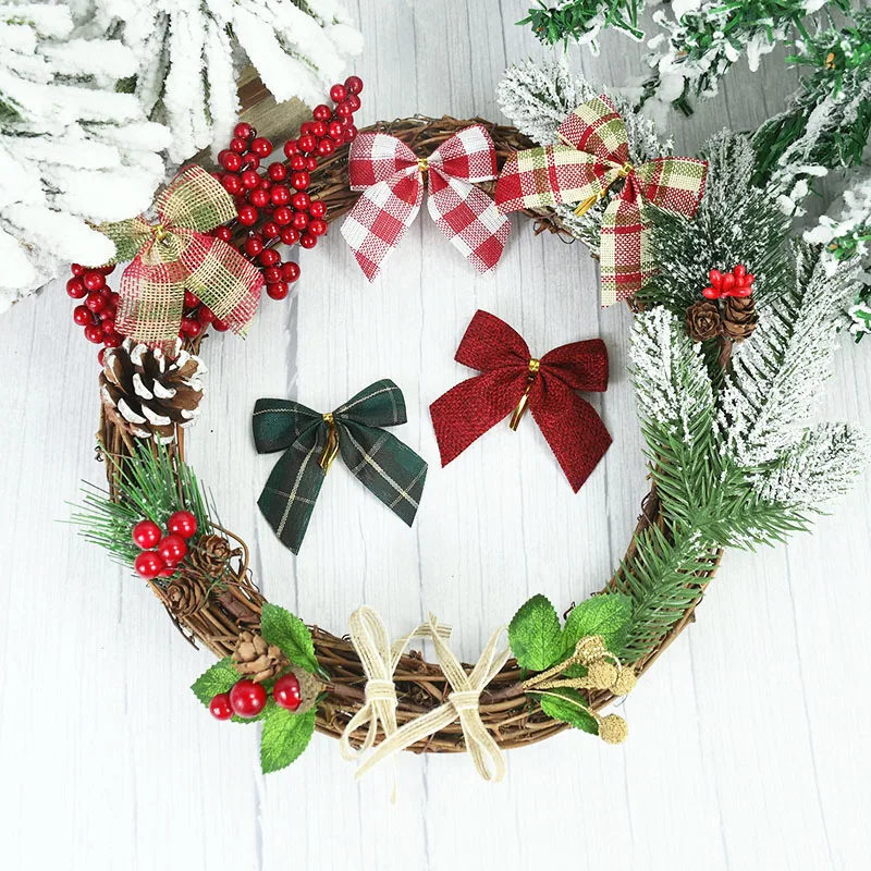 10/20Pcs Weihnachten Bögen Krawatte Dekoration Rot Grün Bogen-knoten Frohe Weihnachten Baum Dekor Anhänger Neue Jahr navidad – Detail 10