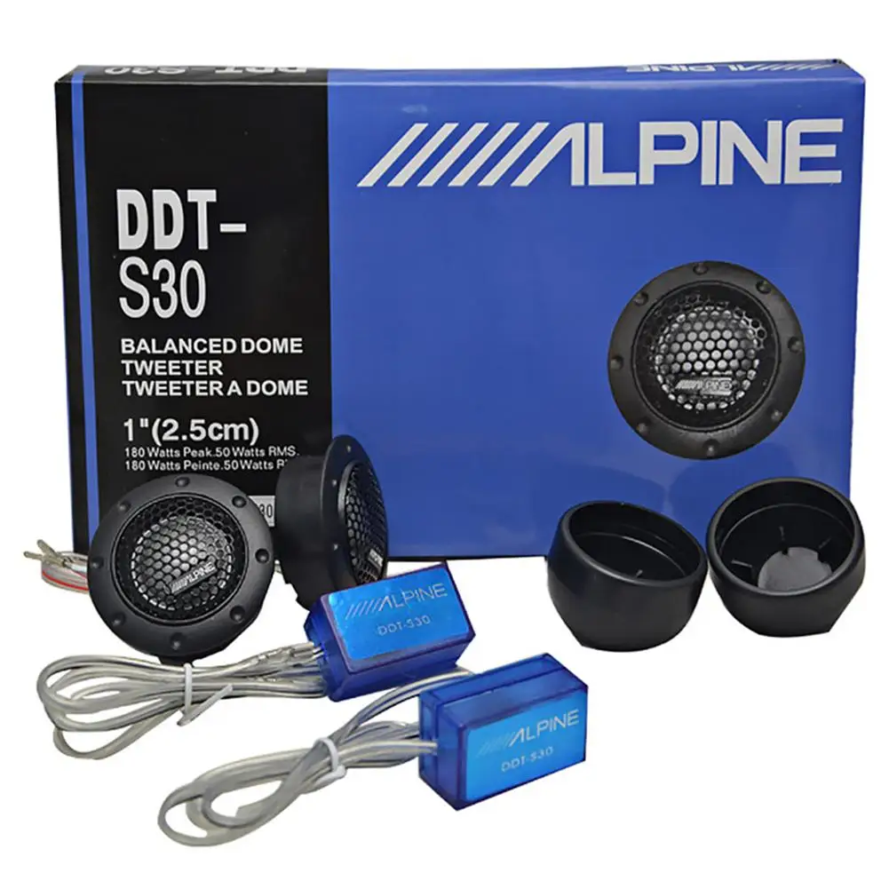 2X ALPINE DDT-S30 Car Stereo Speakers Music Soft Dome Balanced Car Tweeters 180W Car Audio Silk Film Speaker Boxes High-Pitched