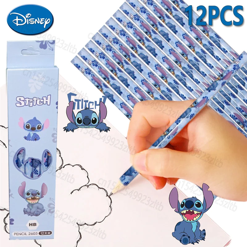 thumbnail image 2 of Juego de 12 lápices de Disney Stitch, lápices HB de varilla redonda con bonitos dibujos de Stich para niña y niño, bolígrafos escolares para estudiantes, útiles escolares de oficina y escritura, 2 of 5