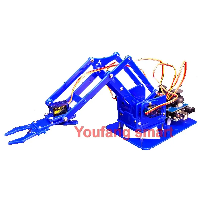 S7ffd58964b3a421fa80ed9fdf70546c28 SG90 4 DOF Unassembly Acrylic Mechanical Arm Bracket Robotic Manipulator Claw For Arduino UNO Learning DIY Kit Programmable Toys