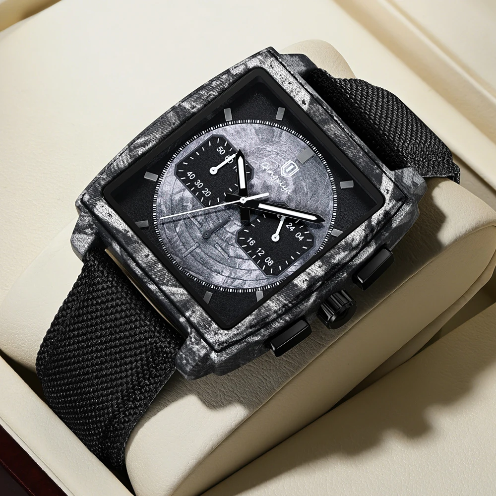 Men's Luxury Chronograph Quartz Watch - Military Style, Waterproof with Leather Strap