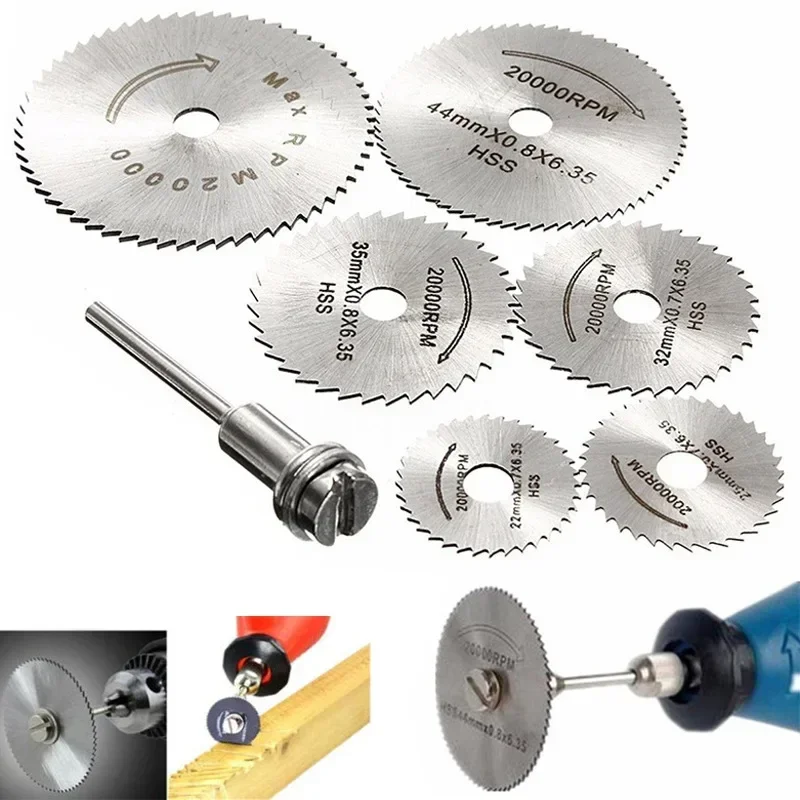 

6pc/5pc HSS Mini Circular Saw Blade For For Dremel Rotary Tool Wood Cutting Discs Drill Mandrel Cutoff 22-50mm