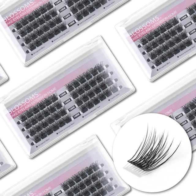 ETVITE DIY Clusters Eyelash Extension Dovetail Segmented Lashes 48 Volume Natural Segmented Eyelashes Bundles