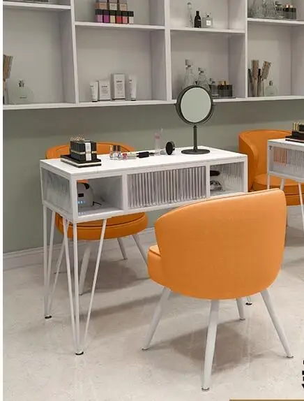 Manicure table Vacuuming simple nail salon special table customer chair Glass manicure table double table chair set