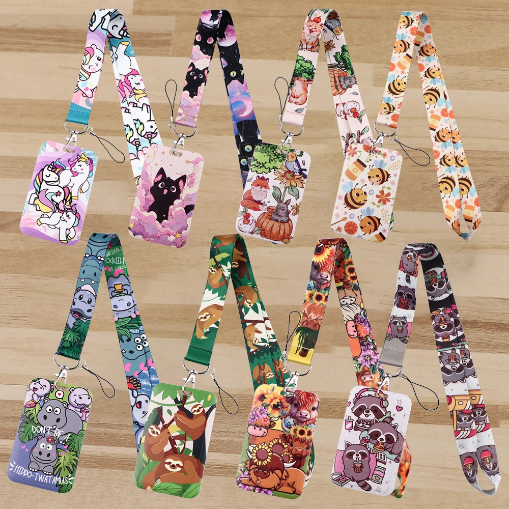 

Cartoon Animals Credential Holder Lanyards for Key Neck Strap For Card Badge Gym Keychain Keyrings Accessories Toys Gift
