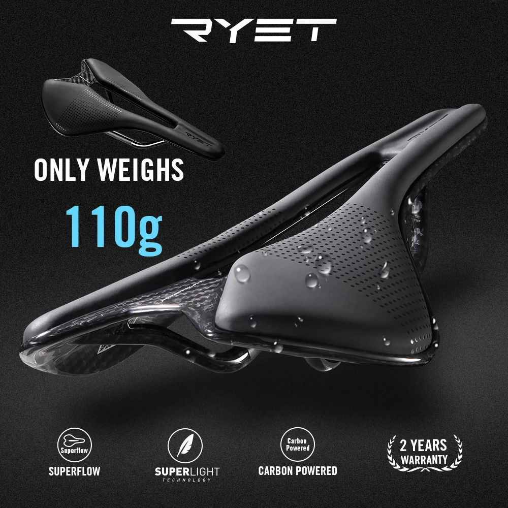 RYET Full Carbon Bike Saddle SuperLight Racing Bike Saddle 110g 7x9mm